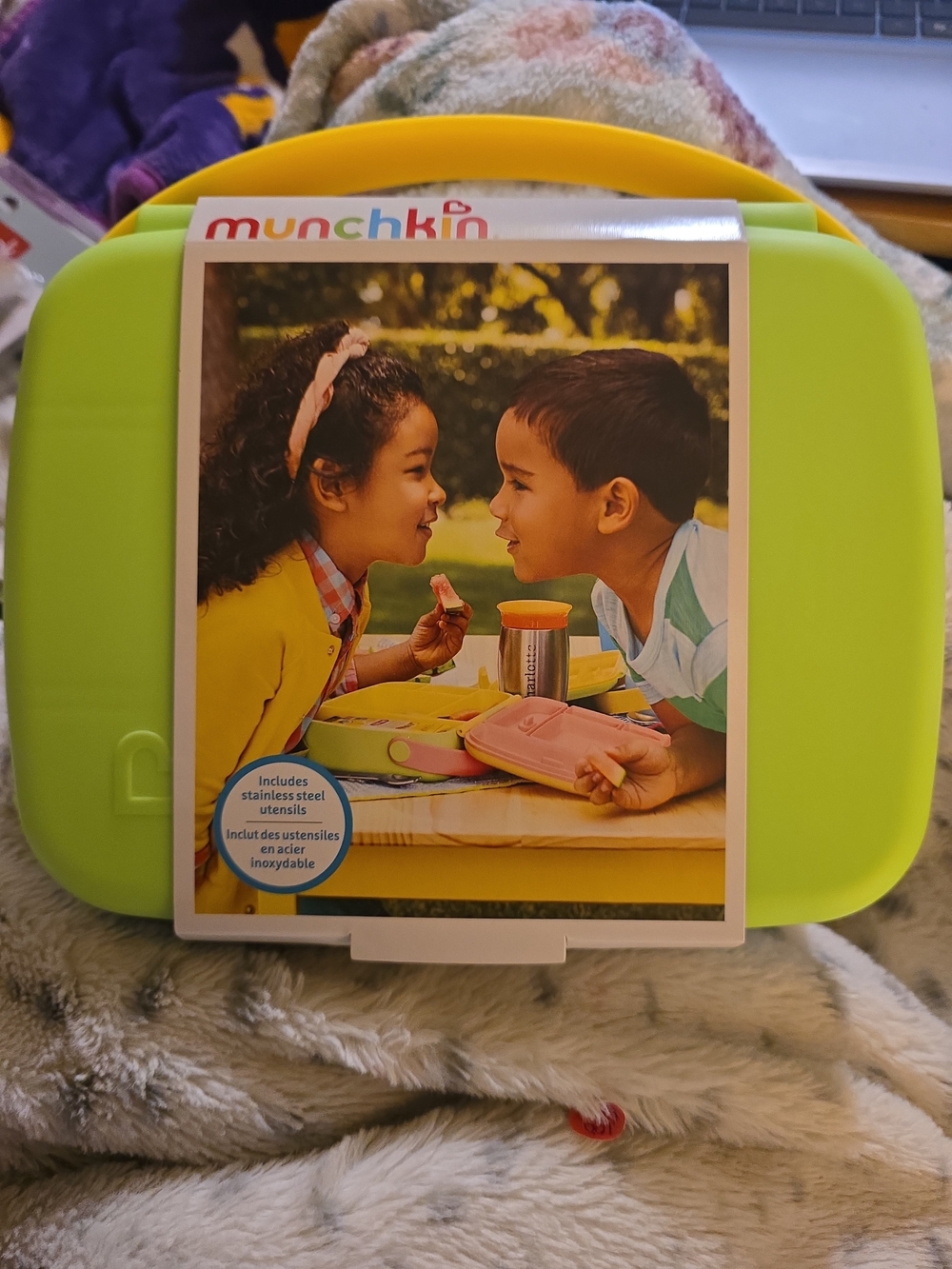 Munchkin Lime Green Snack Box with Yellow Handle